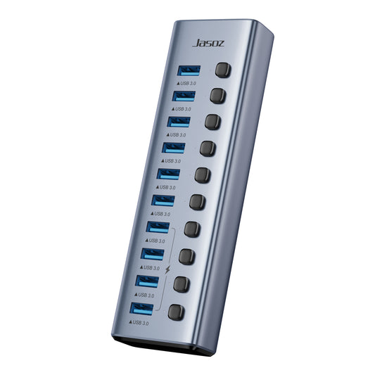 Jasoz USB 3.0 Hub 10 Ports 7Ports Super Speed 5Gbps Portable Splitter With External Power Adapter Pc
