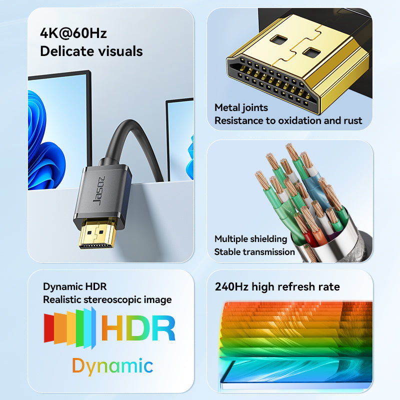 Jasoz HDMI Cable 4K 2.0 High Speed Cable HDMI Data Cable For Laptop PS4 Xbox Switch