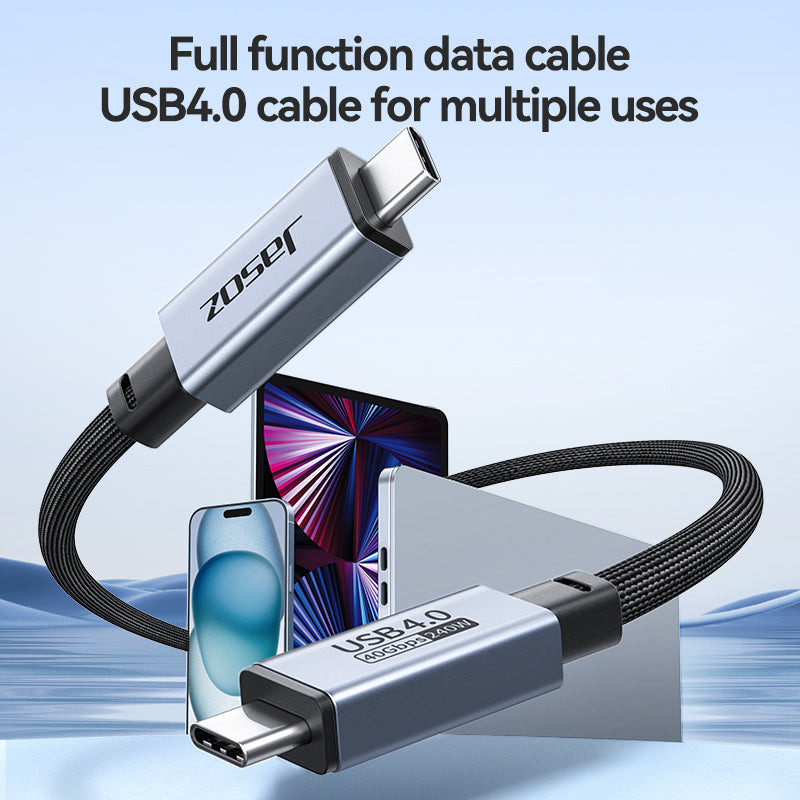 Jasoz 240W Type C to Type C Cable Thunderbolt 4 USB4 40Gbps 8K 60Hz iPhone 15 16 17 Fast Charging Cable