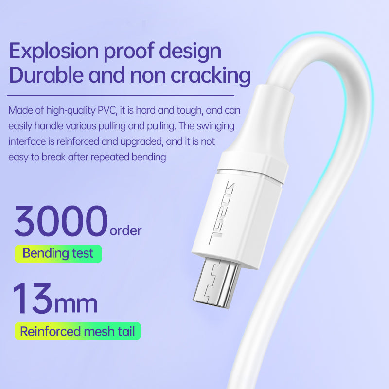 Jasoz Micro USB Cable 3A Fast Charging USB Data Cable Mobile Charging Cable for Samsung Oppo Android