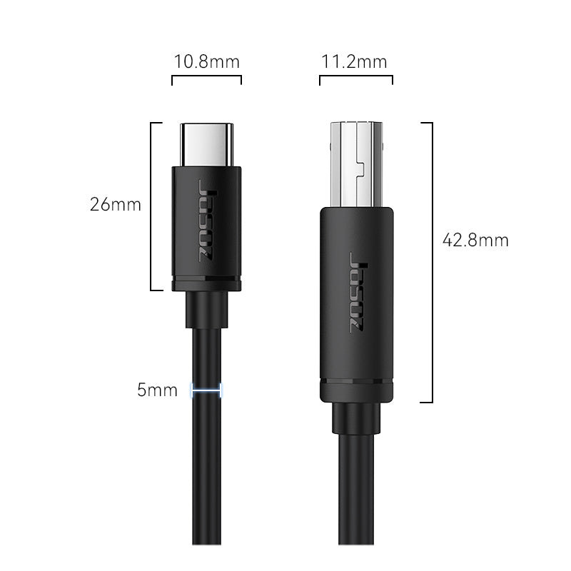 Jasoz Printer Cable Type C USB C To USB 2.0 Printer Cable 1m 2m 3m For Phone Tablet PC Laptop Printe