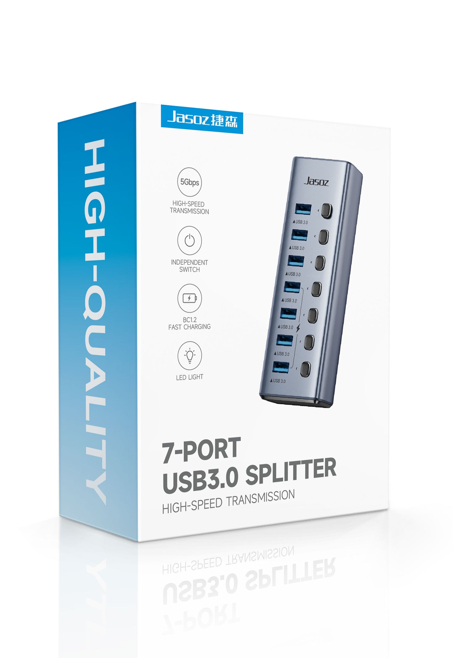 Jasoz USB 3.0 Hub 16/10/7 Ports Super Speed 5Gbps Portable Splitter With External Power Adapter Pc